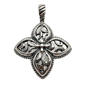 Carolyn Pollack Sterling Silver FIligree Cross Pendant Enhancer